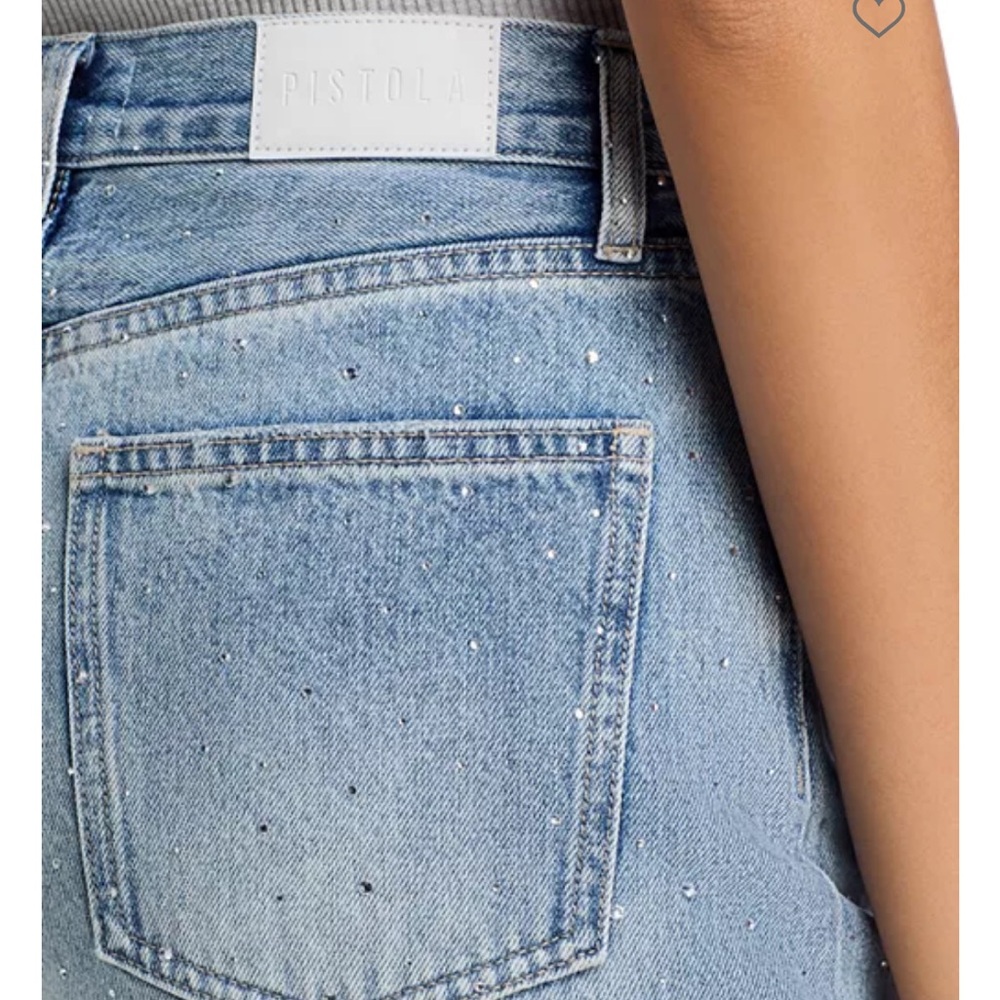 pistola Light Wash High-Rise Wide Leg Jeans Wes with Glitz barrel - Picture 7 of 8